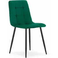 Kendra Home Silla Kara de terciopelo verde oscuro con patas de metal