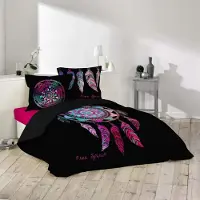 Merkloos Juego de funda de edredón de algodón, de 3 piezas, de 220 x 240 cm, con estampado de motivos de buena suerte