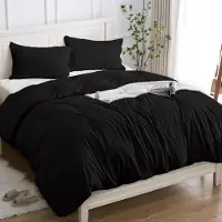 Merkloos Juego de funda de edredón negro, 200 x 140 cm, 100% algodón, de 2 piezas, que incluye una funda de almohada de 50 x 80 cm
