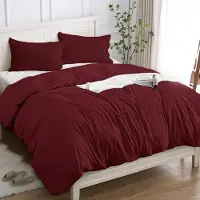 Merkloos Juego de funda de edredón de 240 x 260 cm con 2 fundas de almohada de 50 x 80 cm, de 3 piezas, color burdeos