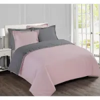 Merkloos Funda de edredón reversible de 240 x 220 cm en color gris y rosa, que incluye 2 fundas de almohada