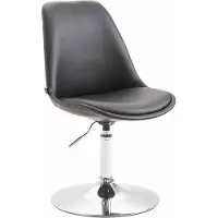 CLP Silla de comedor Maverick, tapizada en cuero sintético, giratoria y con ajuste de altura regulable. Color: negro. Color del marco: cromado