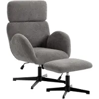 StarTech.com Sillón con reposapiés - Sillón reclinable giratorio - Altura ajustable - Aspecto de terciopelo - Acolchado - Estructura de metal - Gris