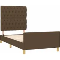 Syfax Estructura de cama sin colchón tela marrón oscuro 100x200 cm