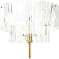LUCANDE Lámpara de pie Meritt, latón/transparente, altura 160 cm, cristal