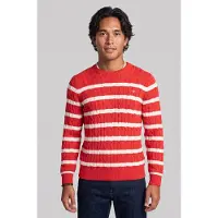 Gant Striped Cotton Cable C-neck Rose Red Talla: L | Jerséis Outlet | Hombre | Rosa