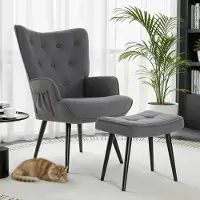 StarTech.com Sillón con reposapiés - Sillón reclinable/sillón de lectura - 2 en 1: sillón reclinable con reposapiés - Acolchado suave - Tapizado en tela - Plegable - 66 x 73 x 97 cm - Gris oscuro