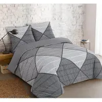 Merkloos Juego de funda de edredón de 200x200 cm con 2 fundas de almohada de 65x65 cm, 100% algodón, color gris