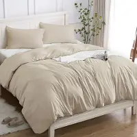 Merkloos Juego de ropa de cama color beige, hecho de 100% algodón: incluye una funda de edredón de 240 x 260 cm y dos fundas de almohada de 50 x 80 cm