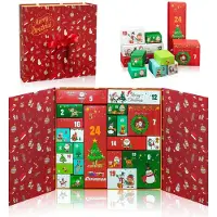 Merkloos Calendario de Adviento para Navidad - 24 compartimentos - Rojo