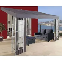 Selius Pérgola adosada de 3x4 metros - Techo de poliéster con revestimiento de PVC - Estructura de acero