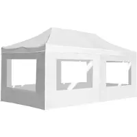 Selius Toldo para fiestas - Pabellón de jardín - 6 x 3 metros - Blanco - Estructura de aluminio - Con paredes laterales y ventanas de PVC