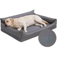 Merkloos Cama para perro ortopédica - Cuero sintético - Impermeable - 111 x 81 cm - Gris
