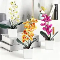 Merkloos Orquídeas artificiales - 3 unidades - Flores decorativas - Blancas, rosas, amarillas