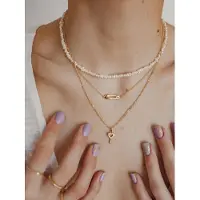 Hey Happiness Cadena 'Safety Pin Pendant' oro