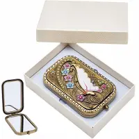 Merkloos Espejo de maquillaje vintage compacto con aumento: belleza retro para mujeres