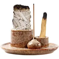 Merkloos Elzusha - Soporte para palitos de incienso 4 en 1 con recipiente para cenizas
