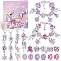 Merkloos Calendario de Adviento para niñas 2026 con pulsera, collar y dijes: 24 sorpresas de joyería