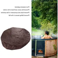 Markenlos Cubierta para piscina redonda con cordón ajustable, para uso exterior, ideal para jacuzzis, color marrón
