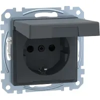 Schneider Electric Enchufe de protección con toma de tierra de Merten, con tapa abatible y protección reforzada