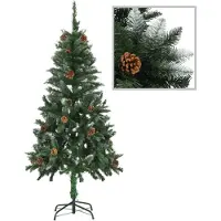 vidaXL Árbol de Navidad artificial con piñas y purpurina blanca, 150 cm