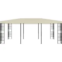 Selius Pérgola de 6 metros de largo por 3 metros de ancho, color crema, con estructura de acero y techo de poliéster