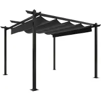 Selius Pérgola para jardín, techo retráctil, 3 x 3 metros, acero con recubrimiento de pintura en polvo, color antracita, resistente al agua