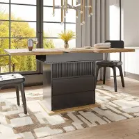 Merkloos Mesa extensible para comedor - Diseño moderno - Negra - 110-140 x 80 cm