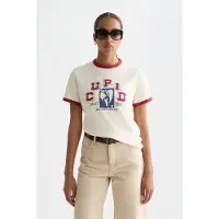 Scotch & Soda Regular-fit T-shirt With Contrast Binding Eggnog Talla: L | Camisetas de Seda Outlet | Mujer | Blanco