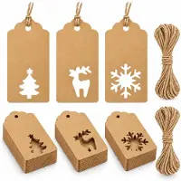 OEM Adornos navideños, 150 unidades, 5x10 cm, hechos de cartón resistente con cordel