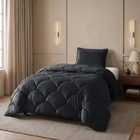 Royal Textile Sleeptime: Juego de cama "Lazy Teddy" / Terciopelo, color negro, 140x200 cm + 1 funda de almohada 60x70 cm