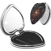Merkloos Espejo de maquillaje plegable en forma de corazón con aumento