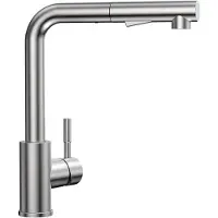 Merkloos Grifo de cocina extraíble con ducha, de acero inoxidable, giratorio 360 grados, monomando para fregaderos individuales y dobles