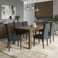 StarTech.com Sillas de comedor tapizadas - Juego de 6 sillas tipo Parsons - Asiento acolchado - Respaldo acolchado con costuras decorativas - Clavos decorativos - Patas de madera maciza - Color gris