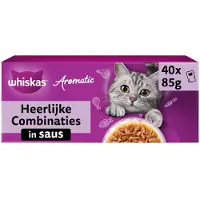 Whiskas 1+ Comida húmeda - Aromatic Deliciosas Combinaciones en Salsa - Multipack - 40 x 85 g
