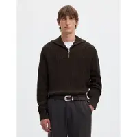 Selected Algodón Orgánico Acanalado Jersey Con Media Cremallera Hombres Marrón S