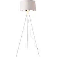 Lux.pro Lámpara de pie Manchester, lámpara de pie de 3 patas, lámpara de pie, 150 cm, casquillo E27, metal y tela, blanco y plateado