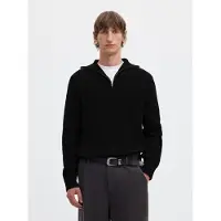 Selected Algodón Orgánico Acanalado Jersey Con Media Cremallera Hombres Negro XXL