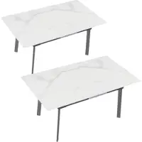 Bolt Mesa extensible – Para 8-10 personas – Fabricada en piedra sinterizada y metal – Rectangular – 150-180 cm – Diseño moderno y robusto – Blanco / Jade /