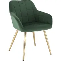 Bolt Silla de comedor – Modelo – Terciopelo verde oscuro – Patas de metal doradas – Altura del asiento: 47 cm – Silla individual – Diseño moderno y confortable