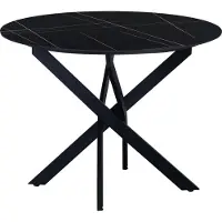 Bolt Mesa de comedor redonda , diseño de mármol, color , apta para interior y exterior, para 4 personas, dimensiones: 100x100x76 cm