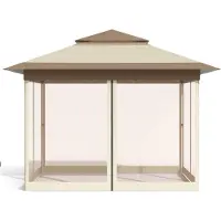 Bolt Pabellón de jardín portátil de 3,3 x 3,3 metros – Pabellón plegable con mosquiteras – Resistente a los rayos UV y a la lluvia – Techo doble – Altura ajustable – Color caqui