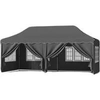 Bolt : Pabellón plegable de 3x6 metros – Negro – Pabellón con 6 paneles laterales – Impermeable – Protección UV 50+ – Tienda de campaña para jardín – Tienda de campaña para fiestas