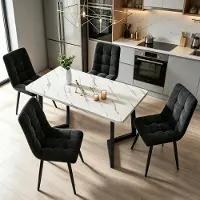 INONEFT , 4 sillas de comedor de terciopelo, sillas tapizadas con respaldo ergonómico, estructura de metal resistente, ideales para cocina y salón, color gris