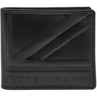 Pepe Jeans para hombre. PM070326 Cartera de piel Mike (OSFA), Negro, Casual, outlet 2026.