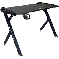 OEM Escritorio para gaming de 120x60x75 cm, con iluminación LED RGB, fibra de carbono y color negro