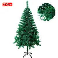 QEENTOE Árbol de Navidad artificial , 210 cm, abeto de PVC, árbol de Navidad con soporte, árbol artificial verde para decoración navideña