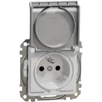 Schneider Electric , toma de corriente Sedna Design, grado de protección IP44, color plateado, material: aluminio