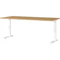 OEM Escritorio con altura ajustable, roble Grandson/blanco, 180x91x80 cm