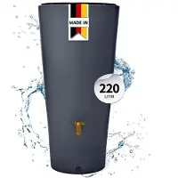4Rain VASO 2 en 1, depósito de agua de lluvia de 220 litros, color gris grafito, con maceta integrada; código de producto: 295640
